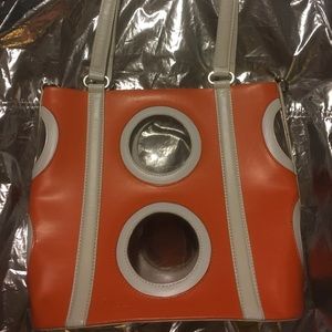 Orange and white bubble purse